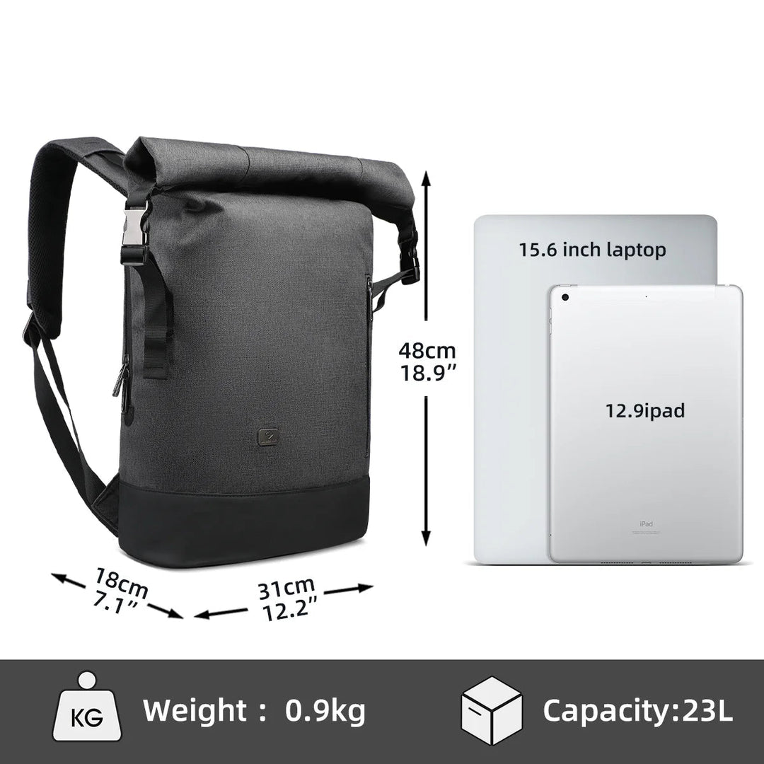BowLift | URBANTRAIL Rolltop Backpack – Expandable & Waterproof Travel Backpack with USB Port and Laptop Compartment