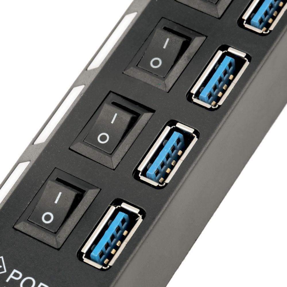BowLift | USB 3.0 Hub 4 Ports Super Speed 5Gbps and Hub With on/off Switch For Windows Mac OS Linux