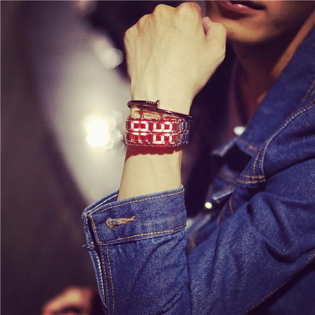 BowLift | IcoolGadgets Korean Style men women digital wristwatches creative LED light electronic male female clock fashion casual couple bracelet watch