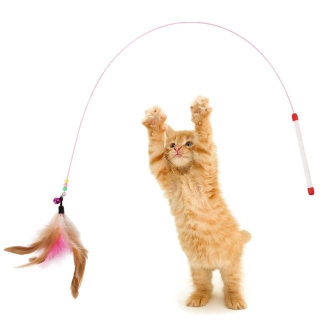 BowLift | Cat Interactive Toy Stick Feather Wand With Small Bell Mouse Cage Toys Plastic Artificial Colorful Cat Teaser Toy Pet Supplies