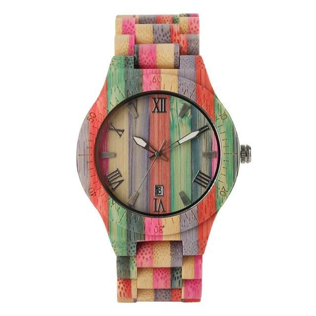 BowLift | Men Women Fashion Colorful Wood Bamboo Watch Quartz Analog Handmade Full Wooden Bracelet Luxury Wristwatches  Gifts for Lovers