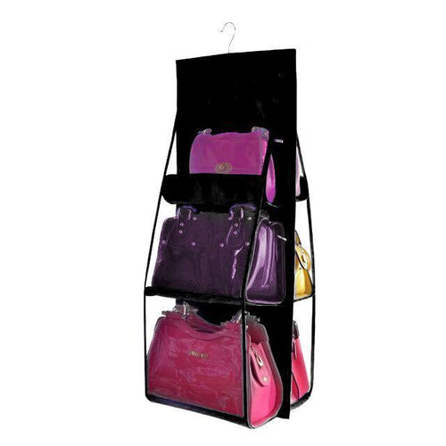 BowLift | Hanging Handy Handbag Organizer 6 Pocket Transparent Storage Wardrobe