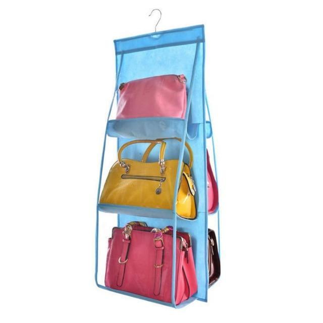 BowLift | Hanging Handy Handbag Organizer 6 Pocket Transparent Storage Wardrobe