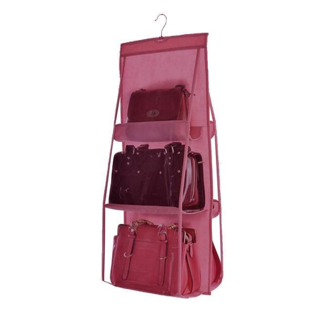 BowLift | Hanging Handy Handbag Organizer 6 Pocket Transparent Storage Wardrobe