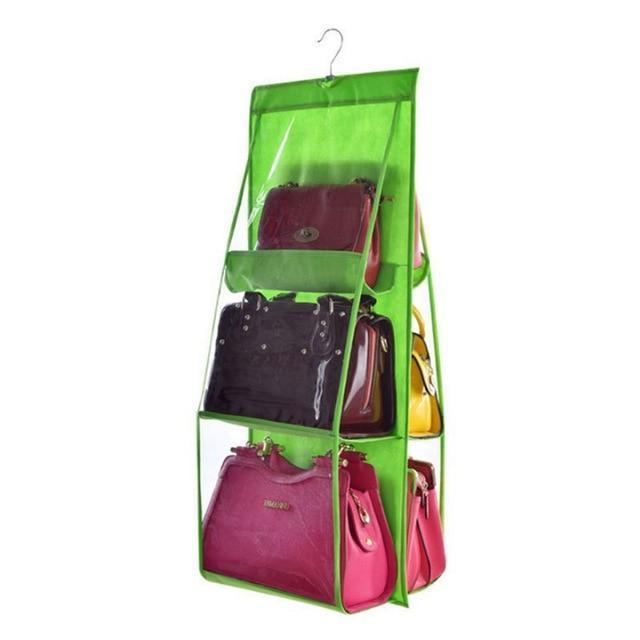 BowLift | Hanging Handy Handbag Organizer 6 Pocket Transparent Storage Wardrobe