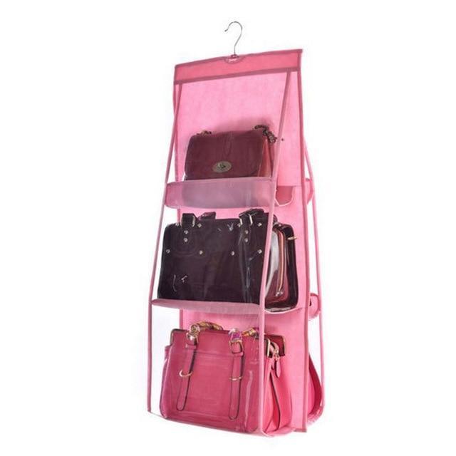 BowLift | Hanging Handy Handbag Organizer 6 Pocket Transparent Storage Wardrobe