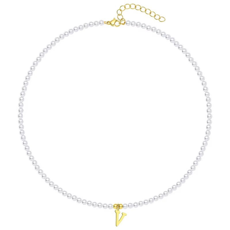 BowLift | Elegant Gold Accented Pearl Letter Initial Necklace