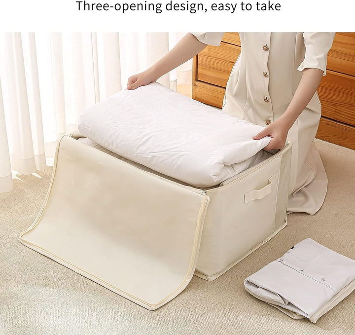 BowLift | Canvas Clothes Storage Organiser Set – Dual Zipper Bag with Handles & Window
