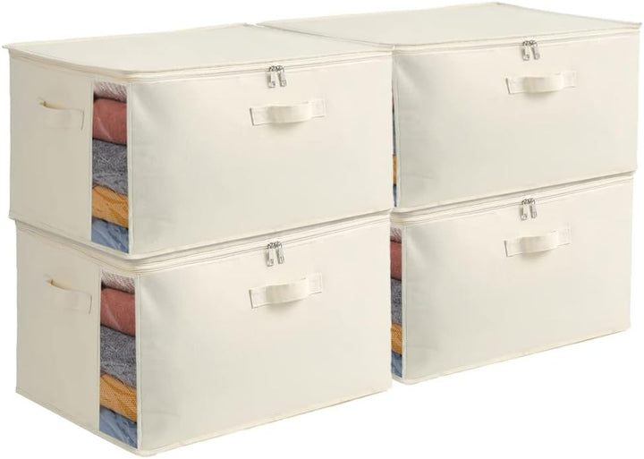 BowLift | Canvas Clothing Storage Organizer Set – Double Zipper Bag with Handles & Viewing Window