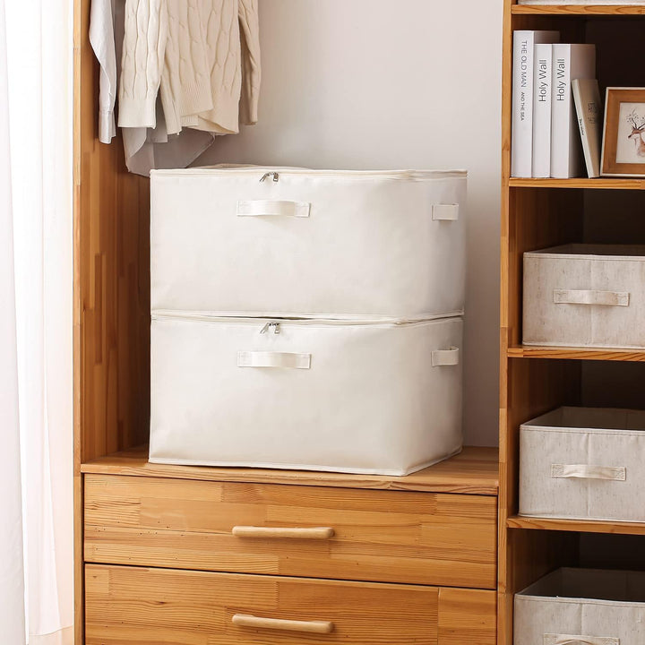 BowLift | Canvas Clothing Storage Organizer Set – Double Zipper Bag with Handles & Viewing Window