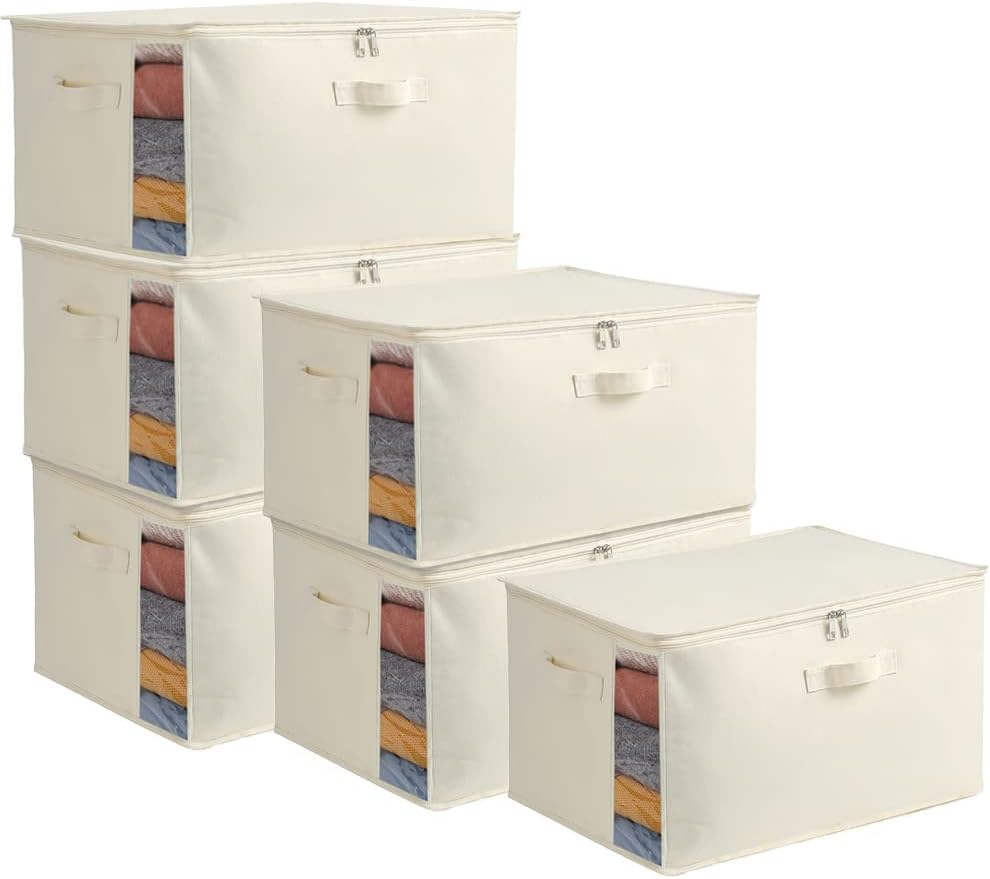 BowLift | Canvas Clothes Storage Organiser Set – Dual Zipper Bag with Handles & Window