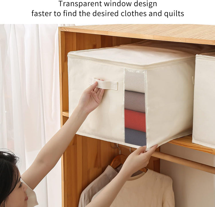 BowLift | Canvas Clothing Storage Organizer Set – Double Zipper Bag with Handles & Viewing Window
