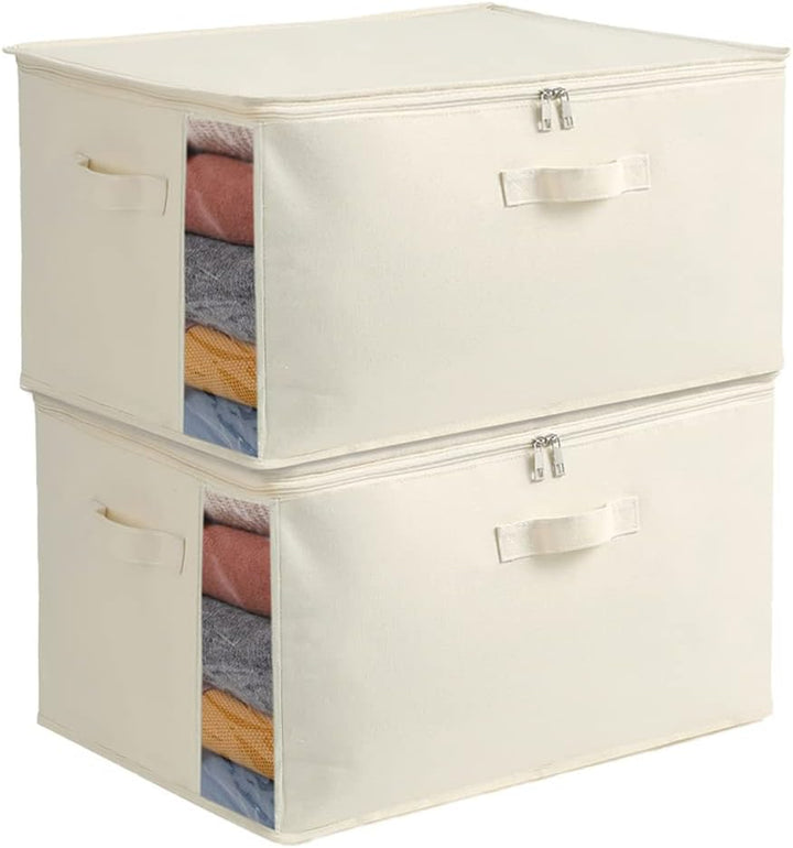 BowLift | Canvas Clothes Storage Organiser Set – Dual Zipper Bag with Handles & Window