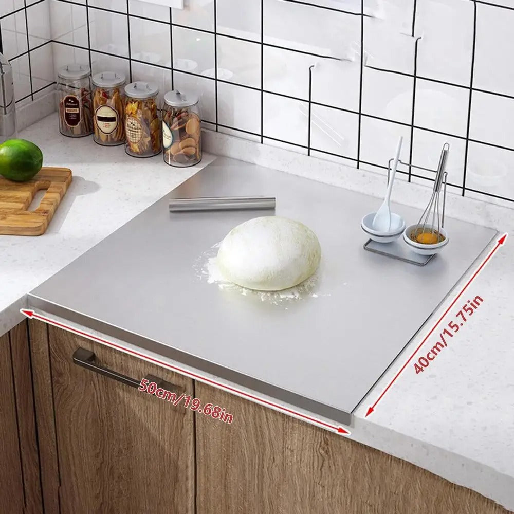 BowLift | High-quality cutting board made of stainless steel with edge – ideal for homemade pizza, pastries, and more!