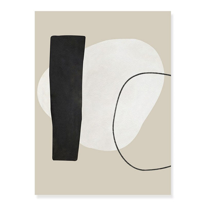 Abstract Geometric Beige & Black Lines - Canvas Wall Art Print | Bowlift