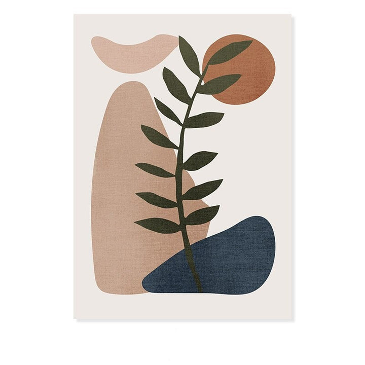 Minimalist Abstract Green Leaf Bohemia - Canvas Wall Art Print | Bowlift