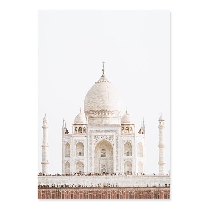 Bohemia Leaves Dried Plants Taj Mahal - Canvas Wall Art Print | Bowlift