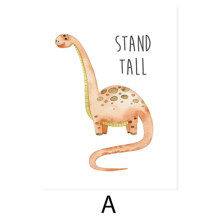Cartoon Dinosaur Encouragement - Canvas Wall Art Print | Bowlift
