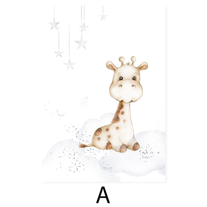 Cute Cartoon African Animals Nursery - Canvas Wall Art Print | Bowlift