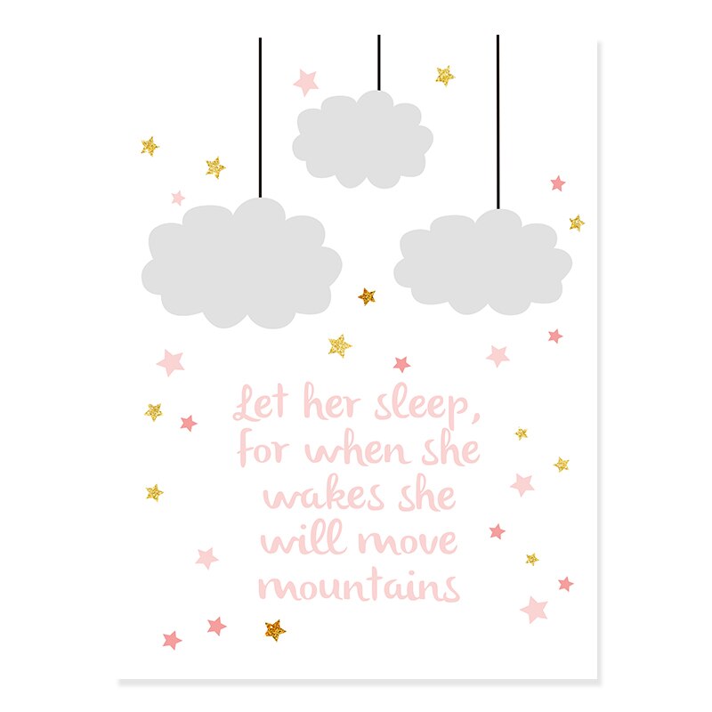 Modern Cartoon Pink Gold Heart Nursery - Canvas Wall Art Print | Bowlift