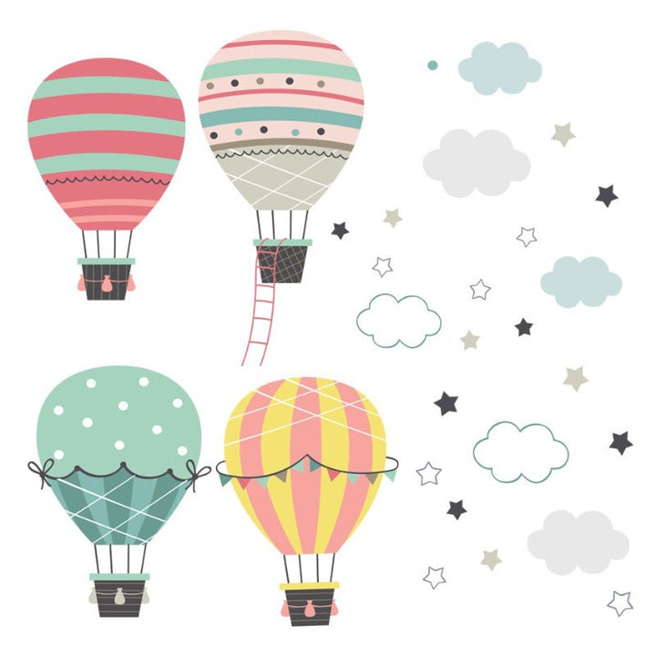Pastel Hot Air Balloon Clouds - Removable Wall Decal | Bowlift