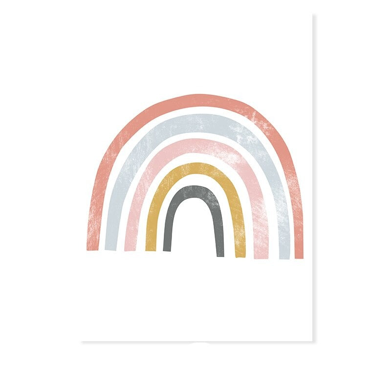 Lovely Rainbow Cartoon Girl Nursery - Canvas Wall Art Print | Bowlift
