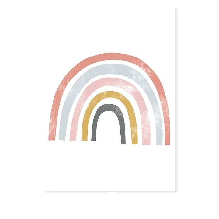Lovely Rainbow Cartoon Girl Nursery - Canvas Wall Art Print | Bowlift
