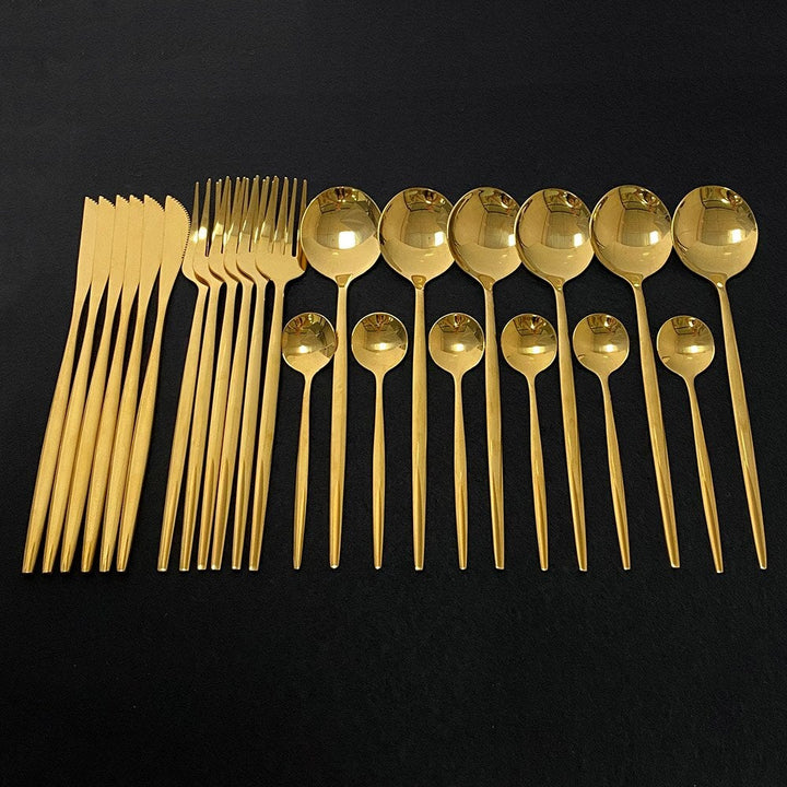 BowLift | RoyalGlimmer Gold Cutlery Set - Gold Cutlery Set for a Luxurious Table Decoration