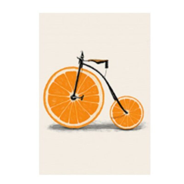 Minimalist Fashion Fruit Bike - Canvas Wall Art Print | Bowlift