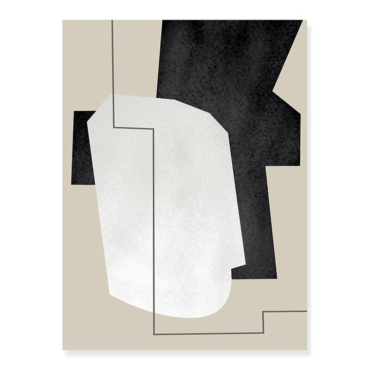 Abstract Geometric Beige & Black Lines - Canvas Wall Art Print | Bowlift