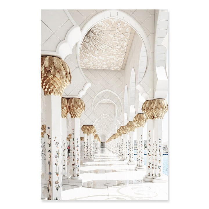 Bohemia Leaves Dried Plants Taj Mahal - Canvas Wall Art Print | Bowlift