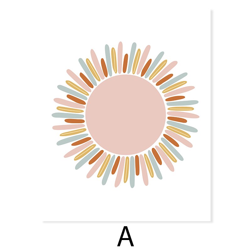 Boho Pink Rainbow Clouds Sunshine Nursery - Canvas Wall Art Print | Bowlift