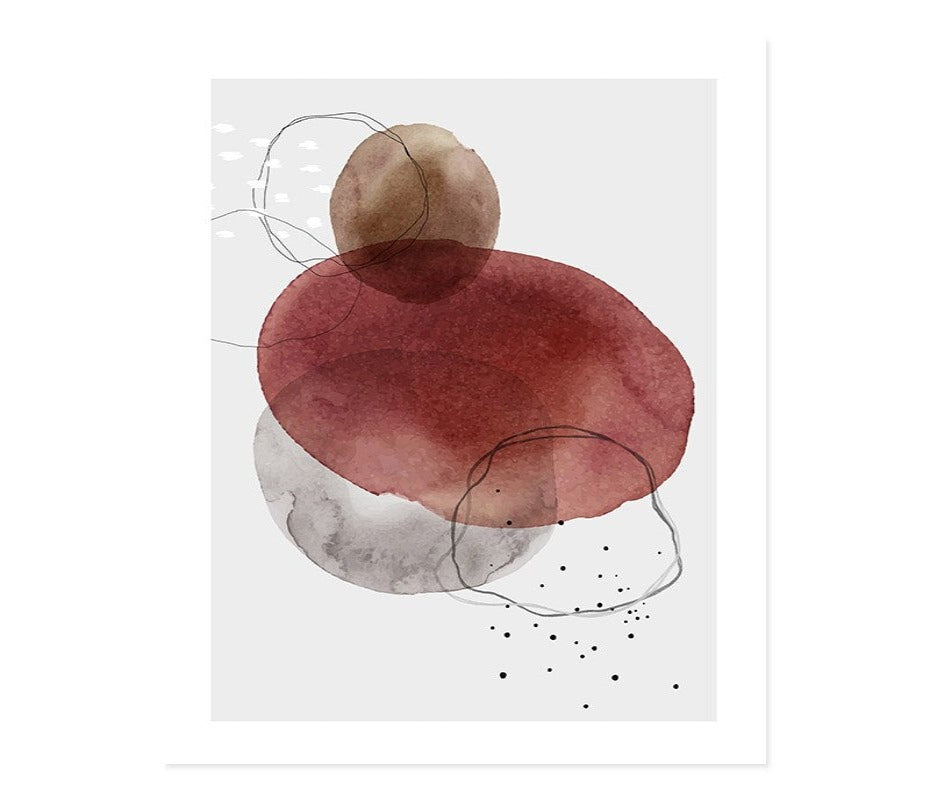Dark Abstract Watercolor Circles - Canvas Wall Art Print | Bowlift