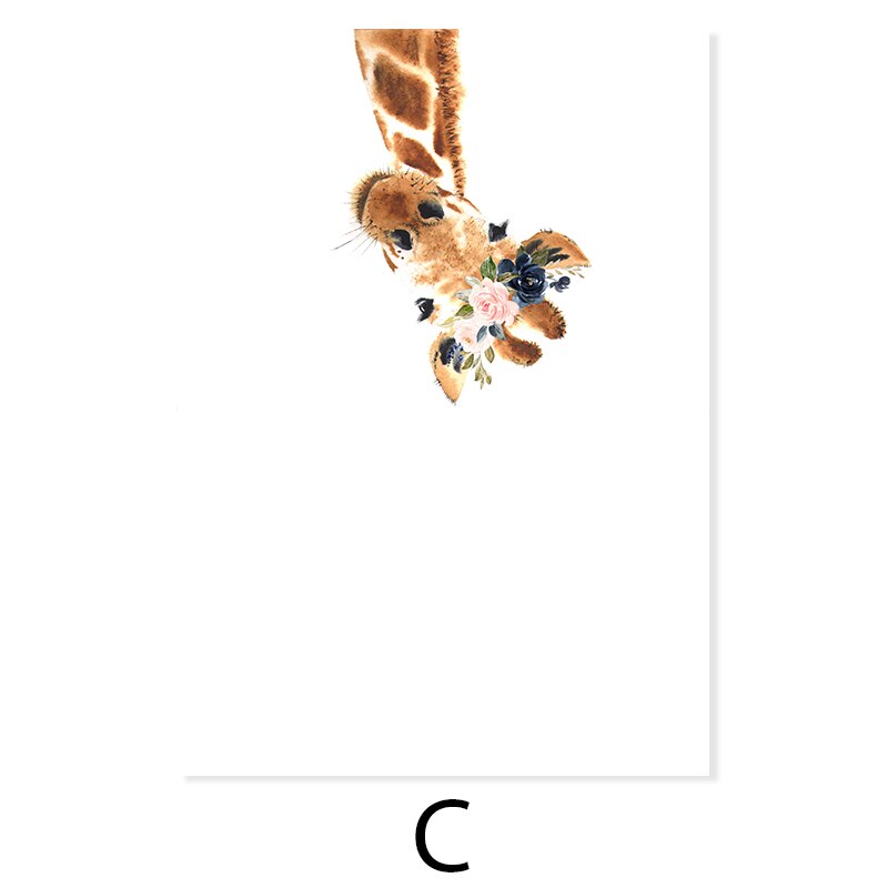 Cute Giraffe Dream Watercolor - Canvas Wall Art Print | Bowlift