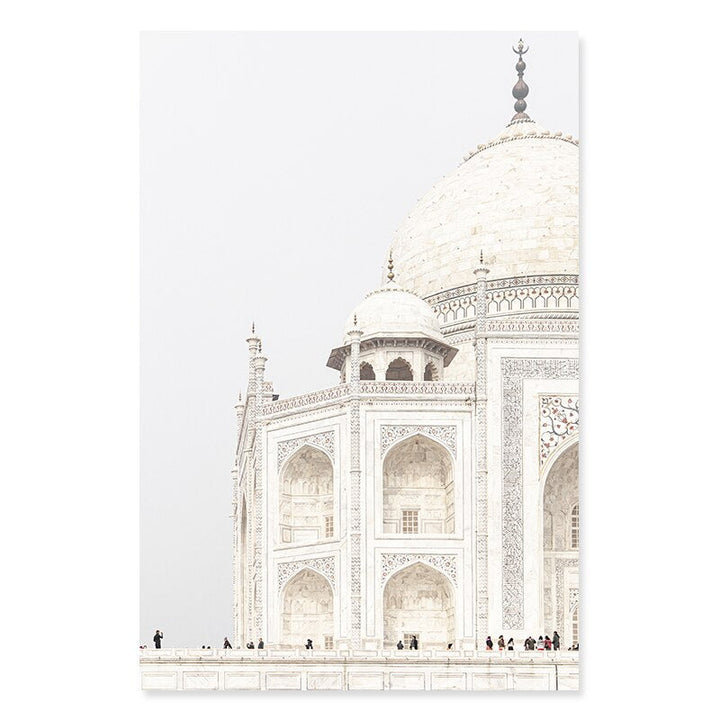 Bohemia Leaves Dried Plants Taj Mahal - Canvas Wall Art Print | Bowlift
