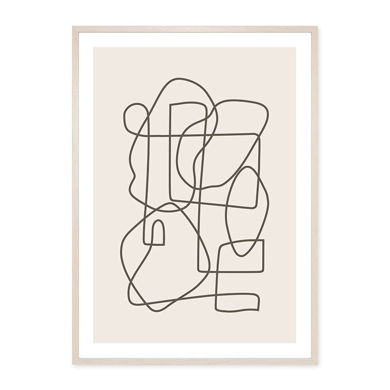 Modern Neutral Abstract Line Art  - Canvas Wall Art Print | Bowlift