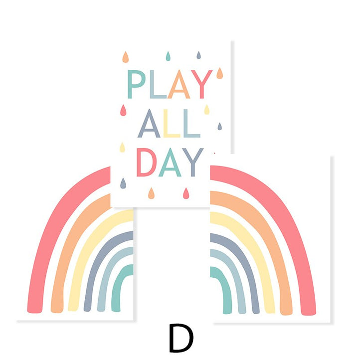 Colorful Rainbow Raindrop Play All Day - Canvas Wall Art Print | Bowlift