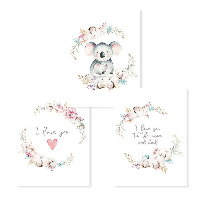 Loving Koala Mother & Baby Garland - Canvas Wall Art Print | Bowlift