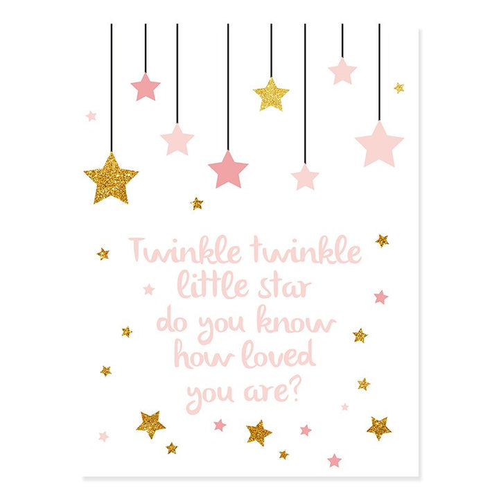 Modern Cartoon Pink Gold Heart Nursery - Canvas Wall Art Print | Bowlift