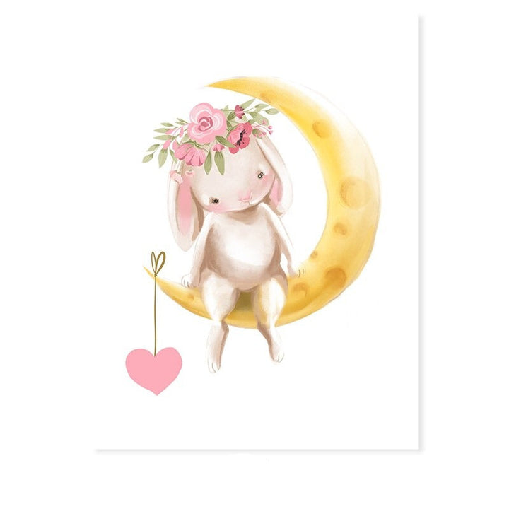 Mother and Baby Rabbit Cute - Canvas Wall Art Print | Bowlift
