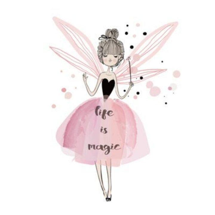 Pink Floral Watercolor Fairy Canvas Wall Art Print | Bowlift