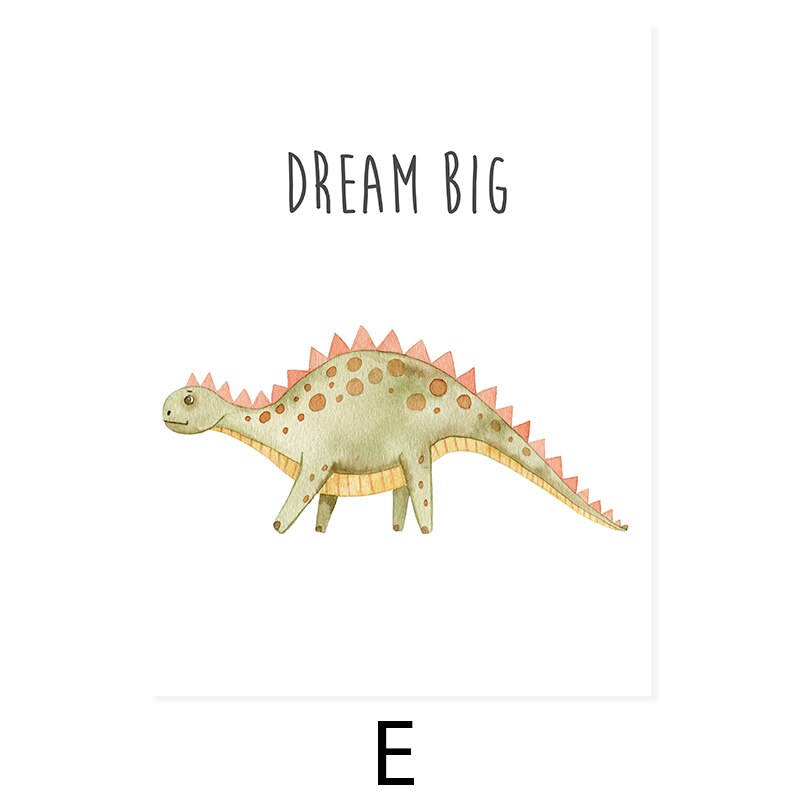Cartoon Dinosaur Encouragement - Canvas Wall Art Print | Bowlift