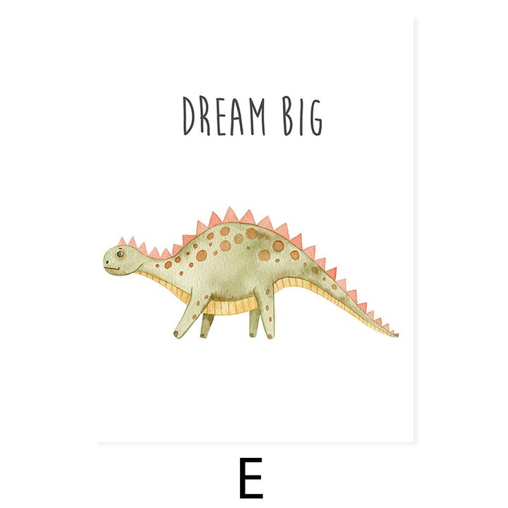 Cartoon Dinosaur Encouragement - Canvas Wall Art Print | Bowlift
