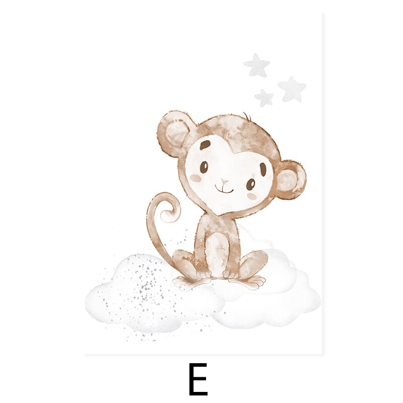 Cute Cartoon African Animals Nursery - Canvas Wall Art Print | Bowlift