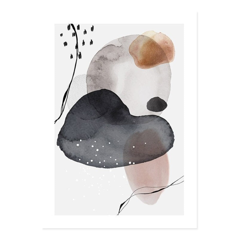 Dark Abstract Watercolor Circles - Canvas Wall Art Print | Bowlift