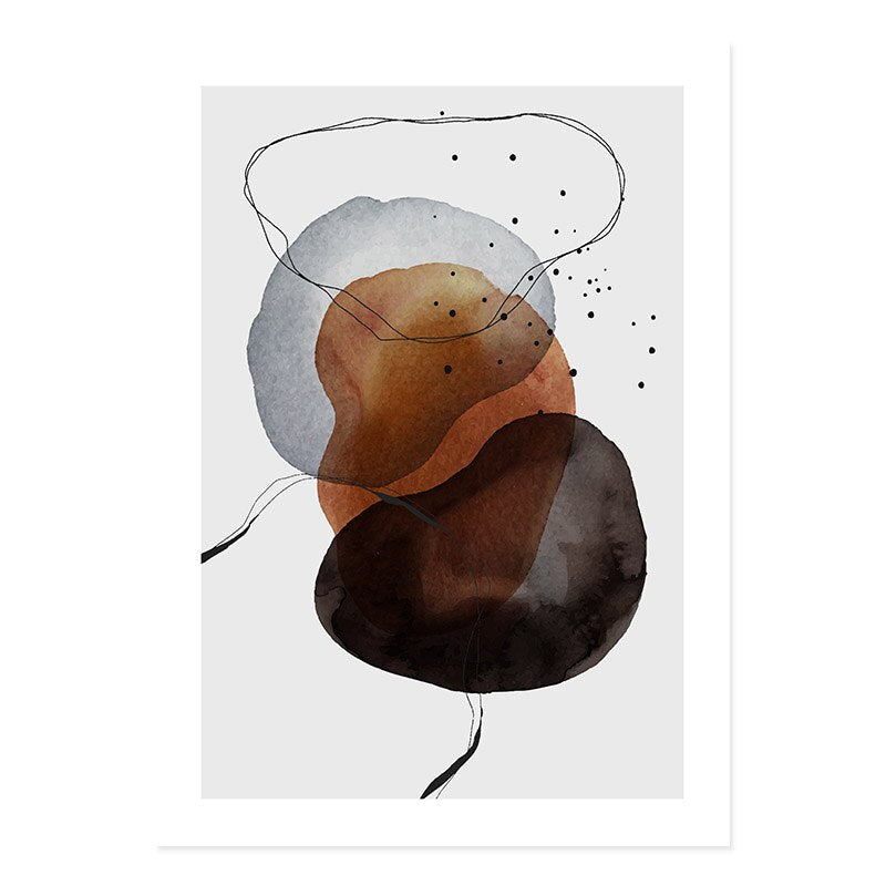Dark Abstract Watercolor Circles - Canvas Wall Art Print | Bowlift