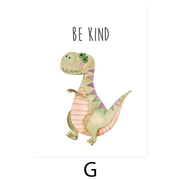 Cartoon Dinosaur Encouragement - Canvas Wall Art Print | Bowlift