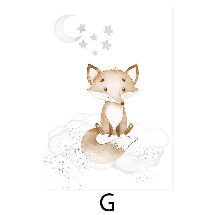 Cute Cartoon African Animals Nursery - Canvas Wall Art Print | Bowlift