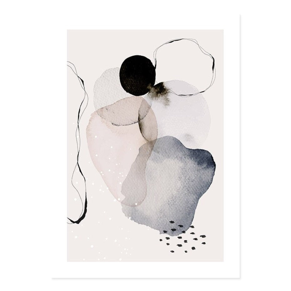 Dark Abstract Watercolor Circles - Canvas Wall Art Print | Bowlift