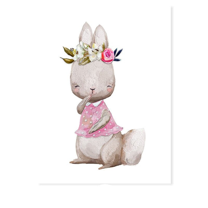 Mother and Baby Rabbit Cute - Canvas Wall Art Print | Bowlift